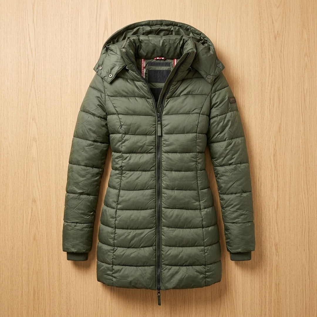 Thordvala | Damen Winterjacke Gesteppte Midi-Steppjacke - Navy - Image 4