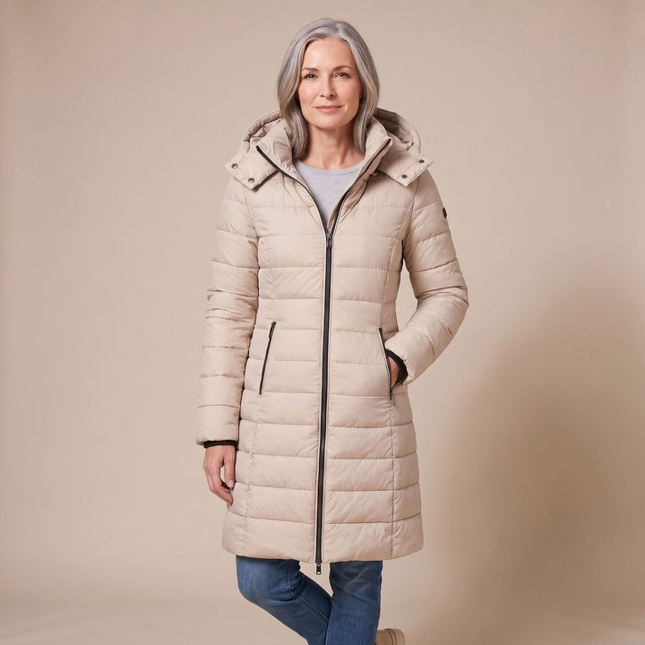 Thordvala | Damen Winterjacke Gesteppte Midi-Steppjacke - Navy - Image 7