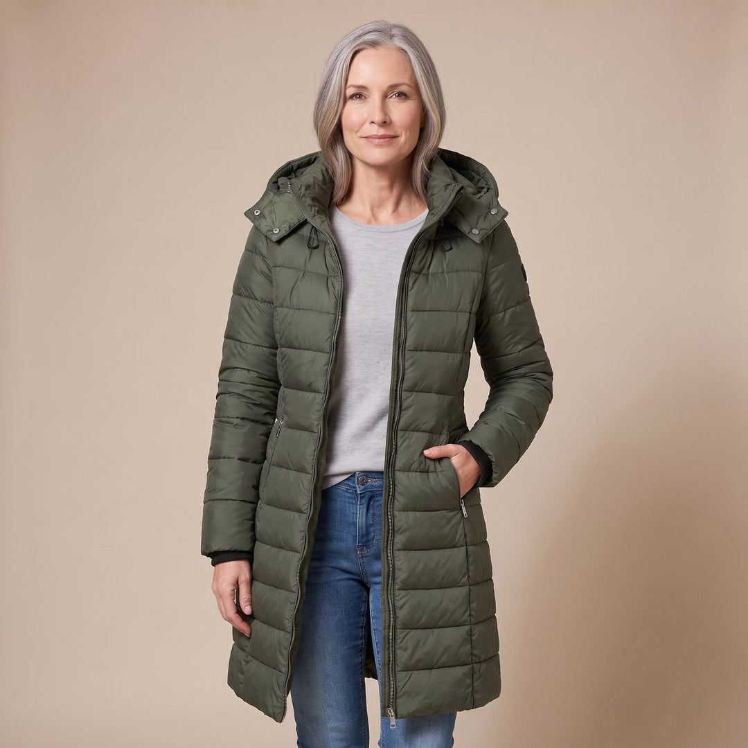 Thordvala | Damen Winterjacke Gesteppte Midi-Steppjacke - Navy - Image 8