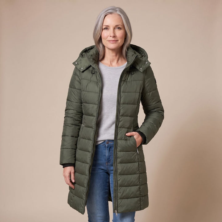 Thordvala | Damen Winterjacke Gesteppte Midi-Steppjacke - Navy - Image 8