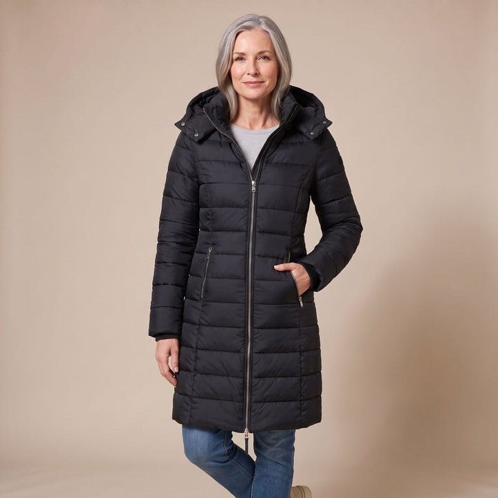 Thordvala | Damen Winterjacke Gesteppte Midi-Steppjacke - Navy - Image 9