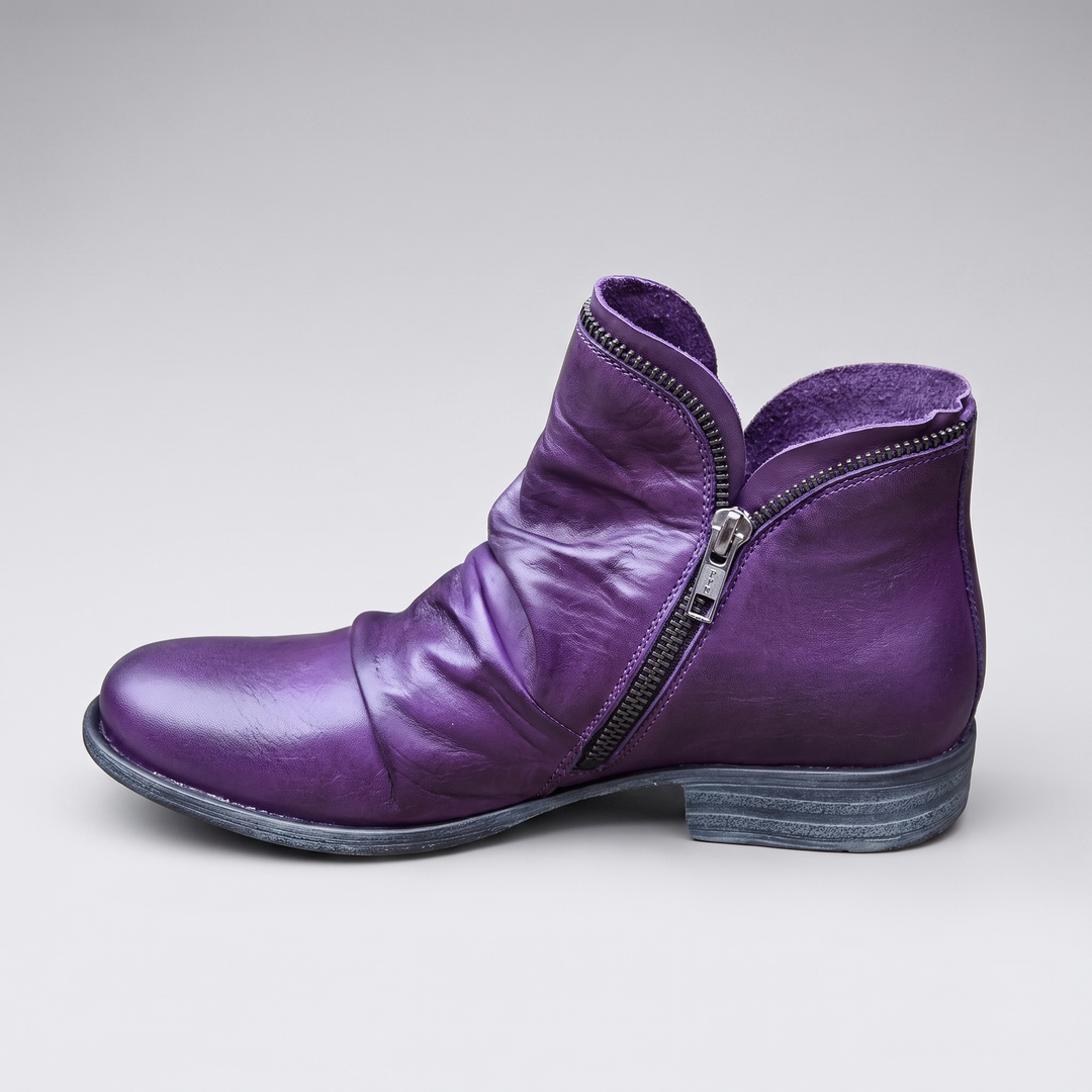 Thordvale | Damen Leder-Stiefeletten Knöchelboot - Mustard - Image 2