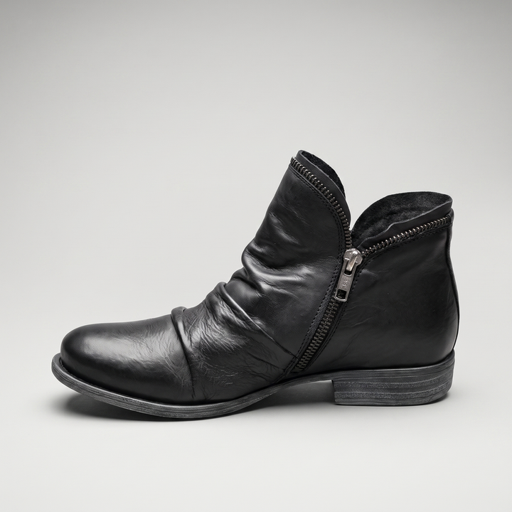 Thordvale | Damen Leder-Stiefeletten Knöchelboot - Mustard - Image 3