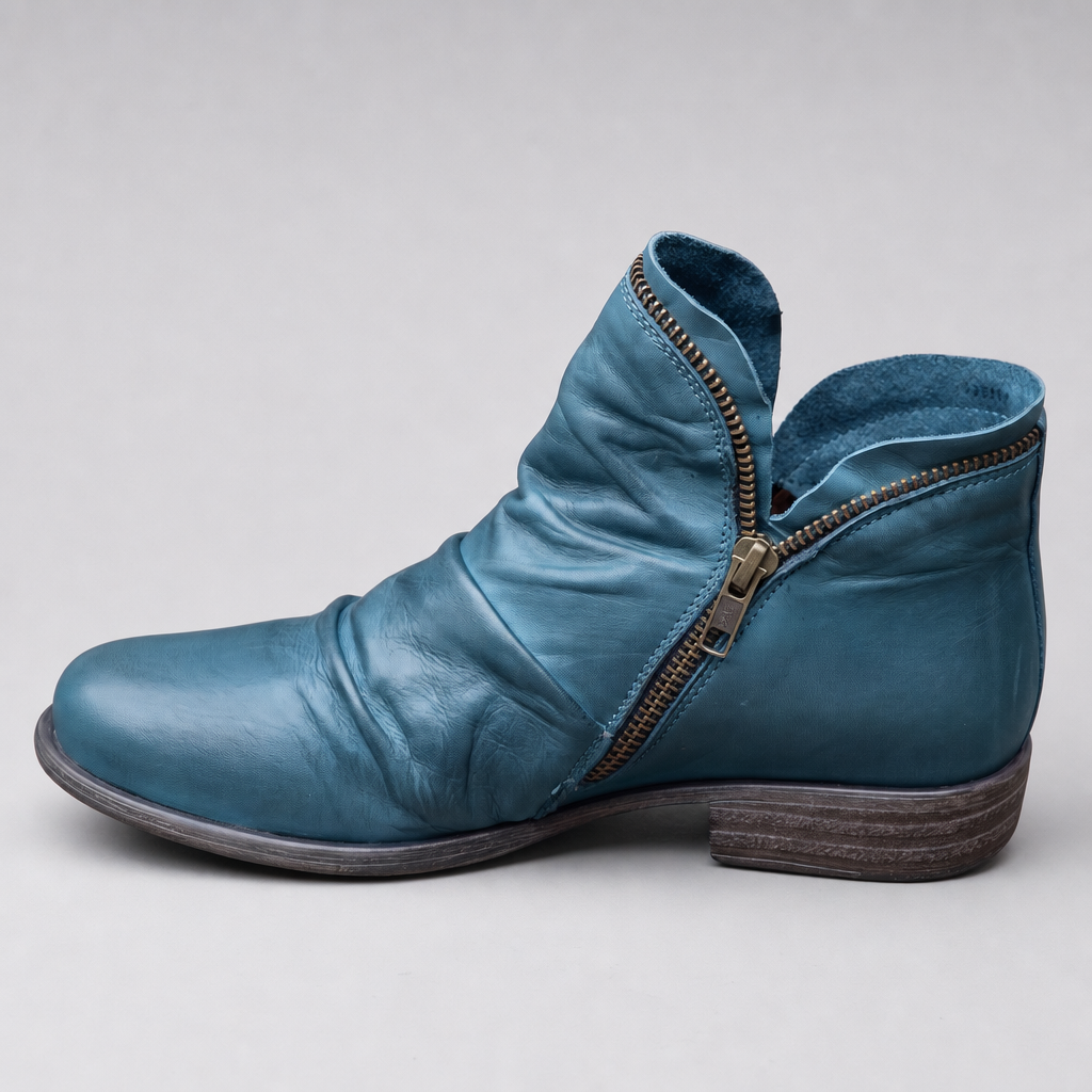 Thordvale | Damen Leder-Stiefeletten Knöchelboot - Mustard - Image 4