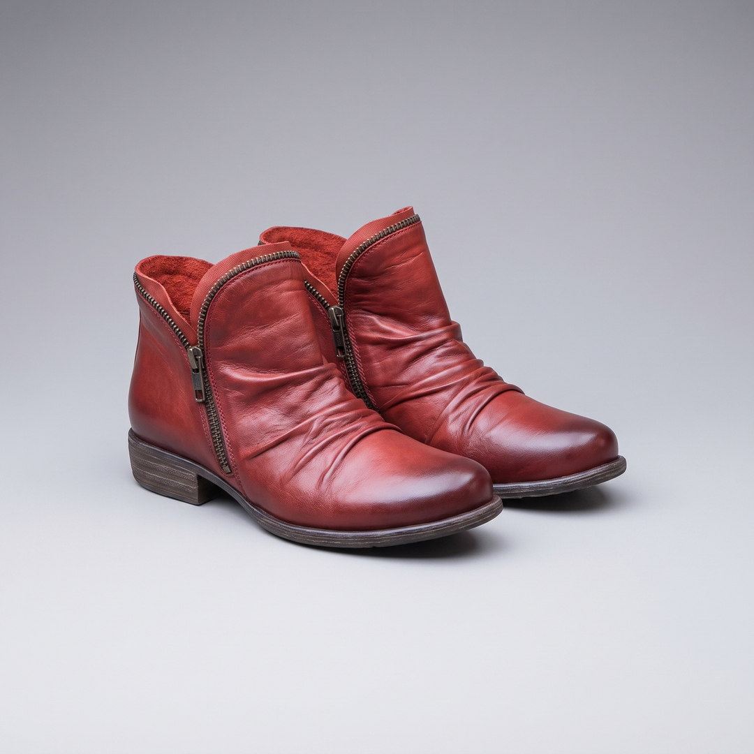 Thordvale | Damen Leder-Stiefeletten Knöchelboot - Mustard - Image 5