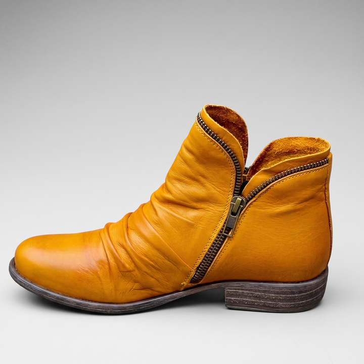 Thordvale | Damen Leder-Stiefeletten Knöchelboot - Mustard - Image 6