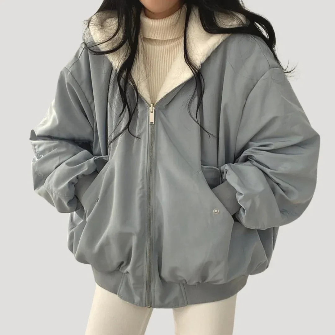 Thordvale | Damen Winterjacke Oversized Bomberjacke - Grey - Image 2