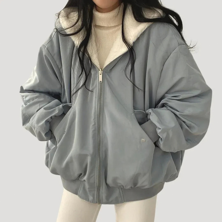 Thordvale | Damen Winterjacke Oversized Bomberjacke - Grey - Image 2