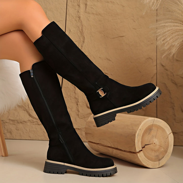 Thordvena | Damen Kniehohe Stiefel mit Plateausohle - Black - Image 1