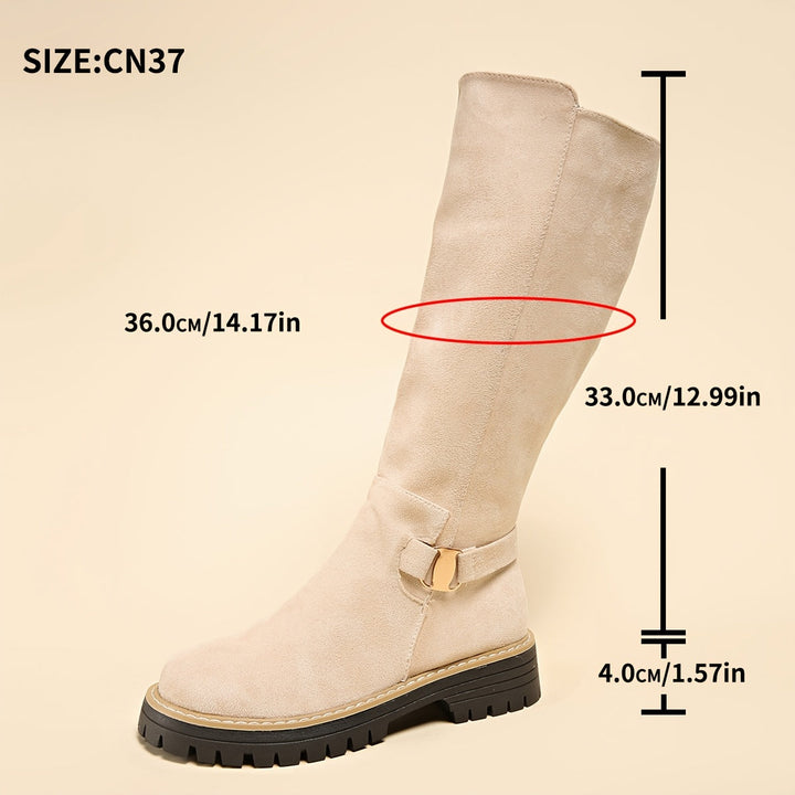 Thordvena | Damen Kniehohe Stiefel mit Plateausohle - Black - Image 12