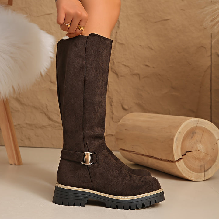 Thordvena | Damen Kniehohe Stiefel mit Plateausohle - Black - Image 13