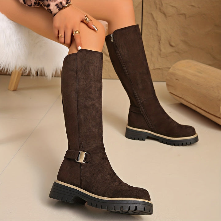 Thordvena | Damen Kniehohe Stiefel mit Plateausohle - Black - Image 5