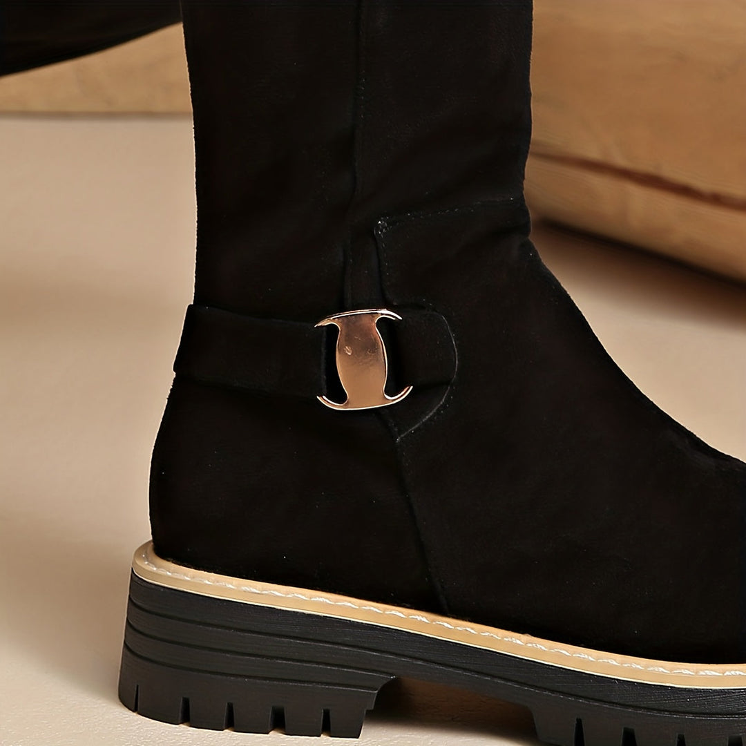 Thordvena | Damen Kniehohe Stiefel mit Plateausohle - Black - Image 8