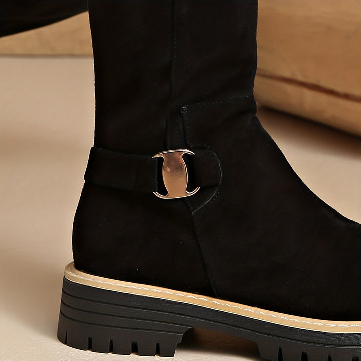 Thordvena | Damen Kniehohe Stiefel mit Plateausohle - Black - Image 8