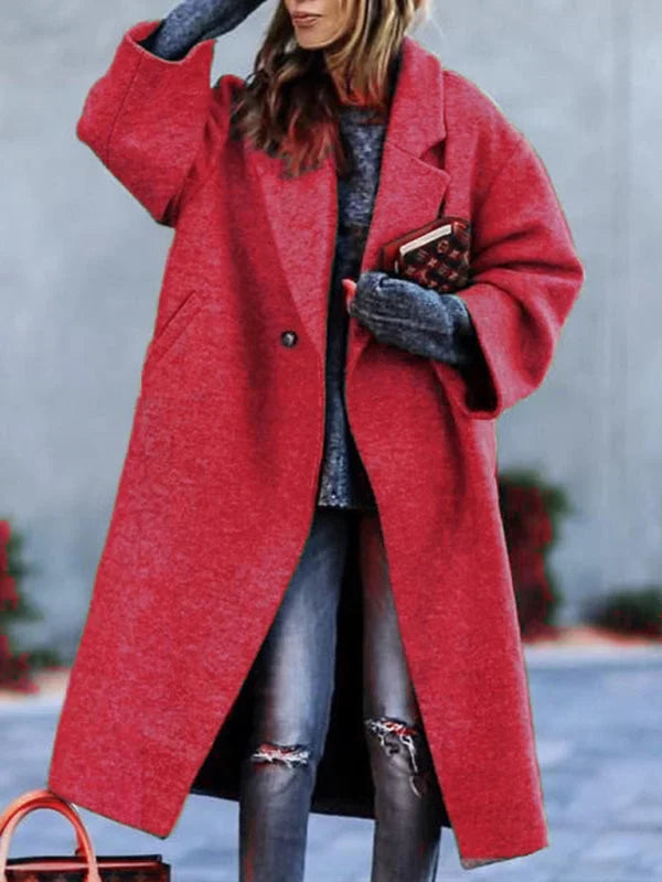 Thordvika | Damen Langer Wintermantel Oversized - Red - Image 1