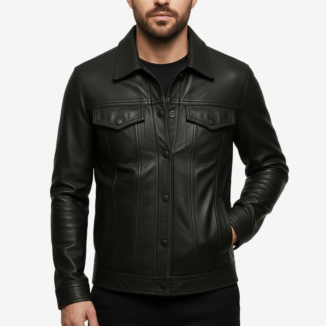 Thordwin | Herren Lederjacke Trucker-Stil - Image 1