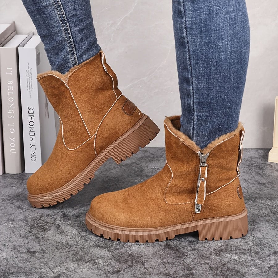 Thordwyn | Damen Gefütterte Stiefeletten Winterboots - Camel - Image 1