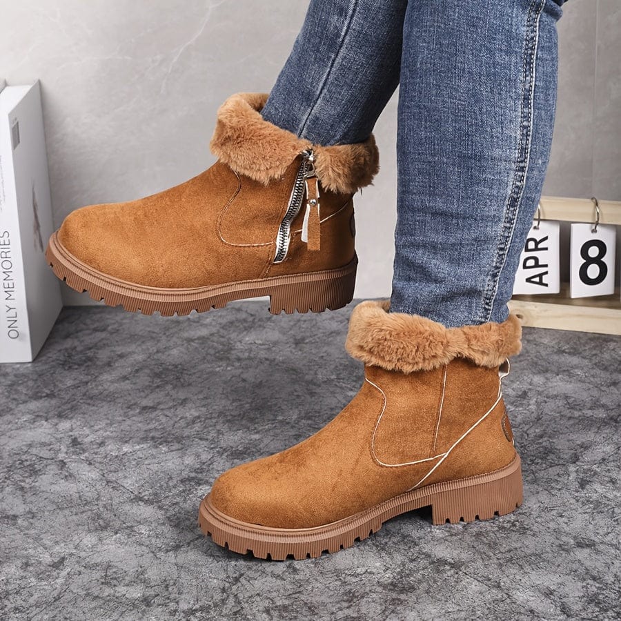 Thordwyn | Damen Gefütterte Stiefeletten Winterboots - Camel - Image 2