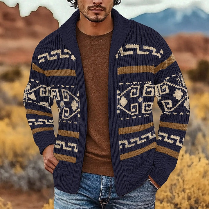 Thorveld | Herren Strickjacke Gemustert mit Reißverschluss - Navy - Image 1