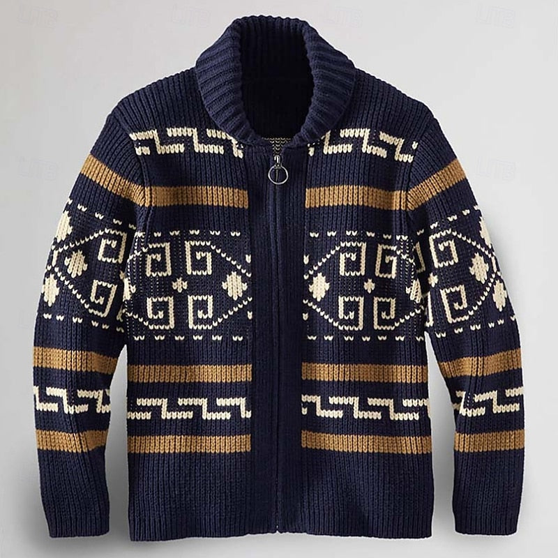 Thorveld | Herren Strickjacke Gemustert mit Reißverschluss - Navy - Image 2