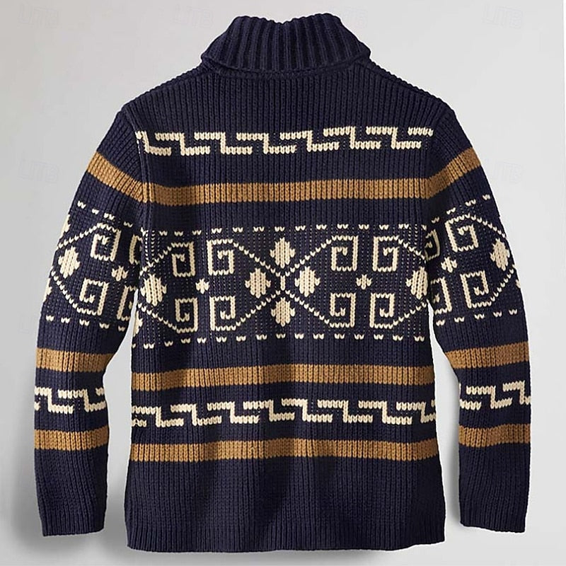 Thorveld | Herren Strickjacke Gemustert mit Reißverschluss - Navy - Image 3