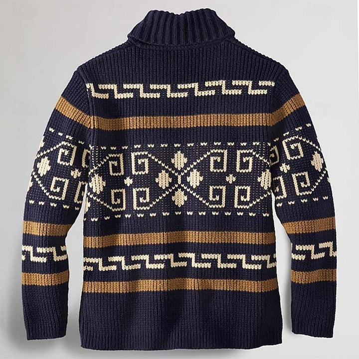 Thorveld | Herren Strickjacke Gemustert mit Reißverschluss - Navy - Image 3