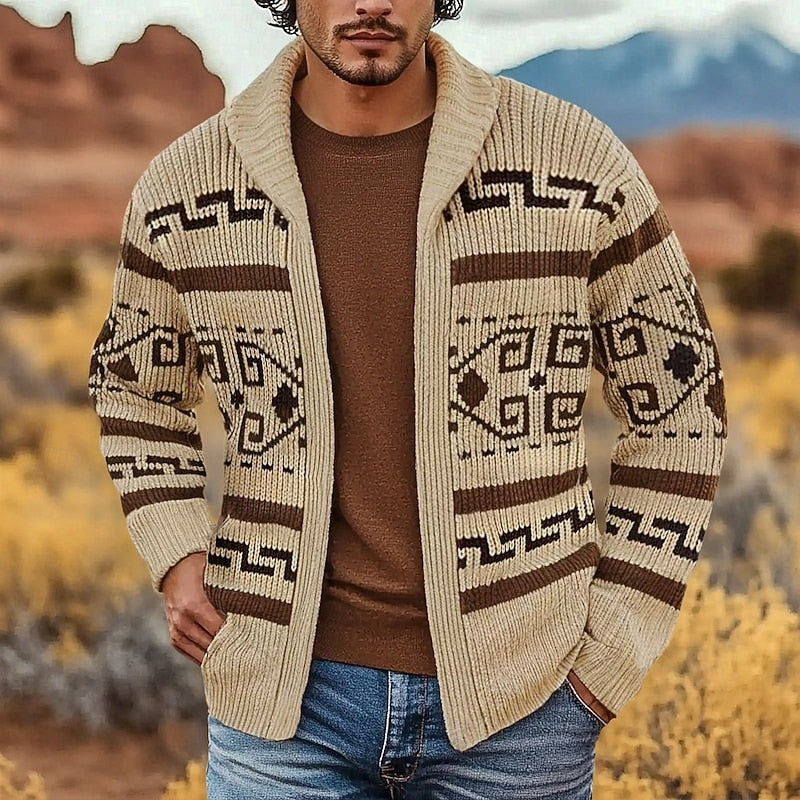 Thorveld | Herren Strickjacke Gemustert mit Reißverschluss - Navy - Image 4