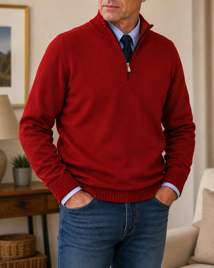 Tolvard | Herren Strickpullover mit Halbreißverschluss - Navy - Image 10