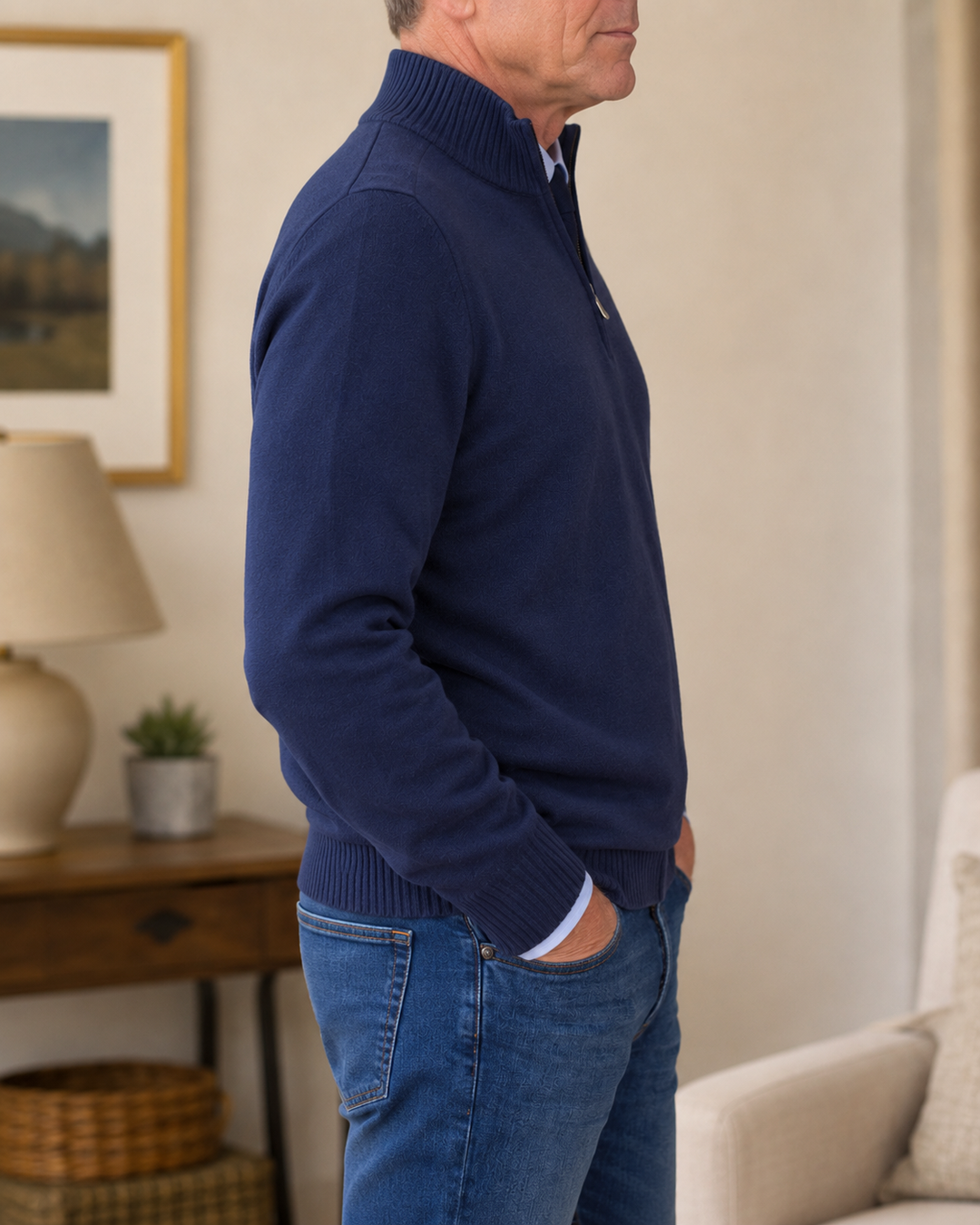 Tolvard | Herren Strickpullover mit Halbreißverschluss - Navy - Image 2