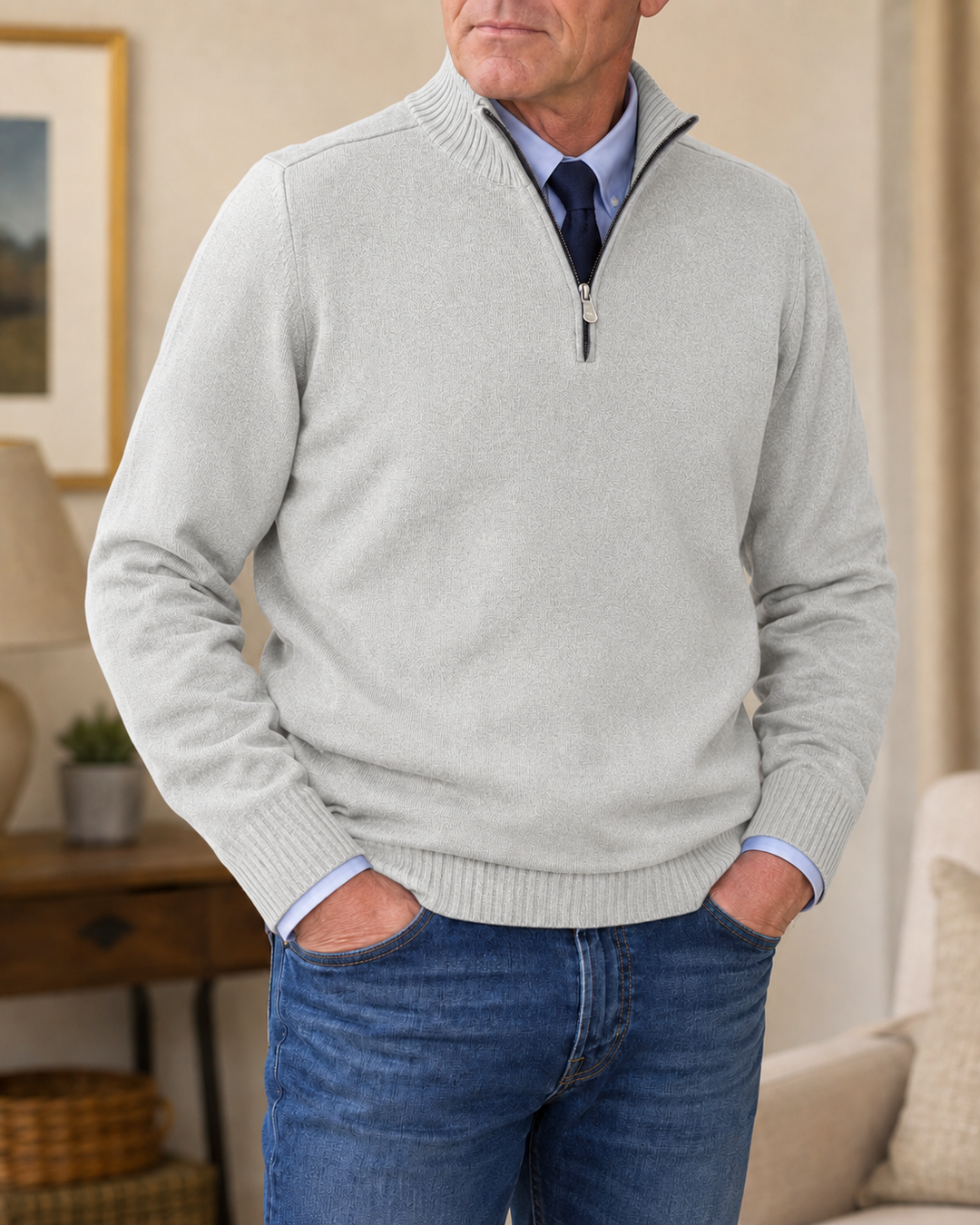 Tolvard | Herren Strickpullover mit Halbreißverschluss - Navy - Image 4