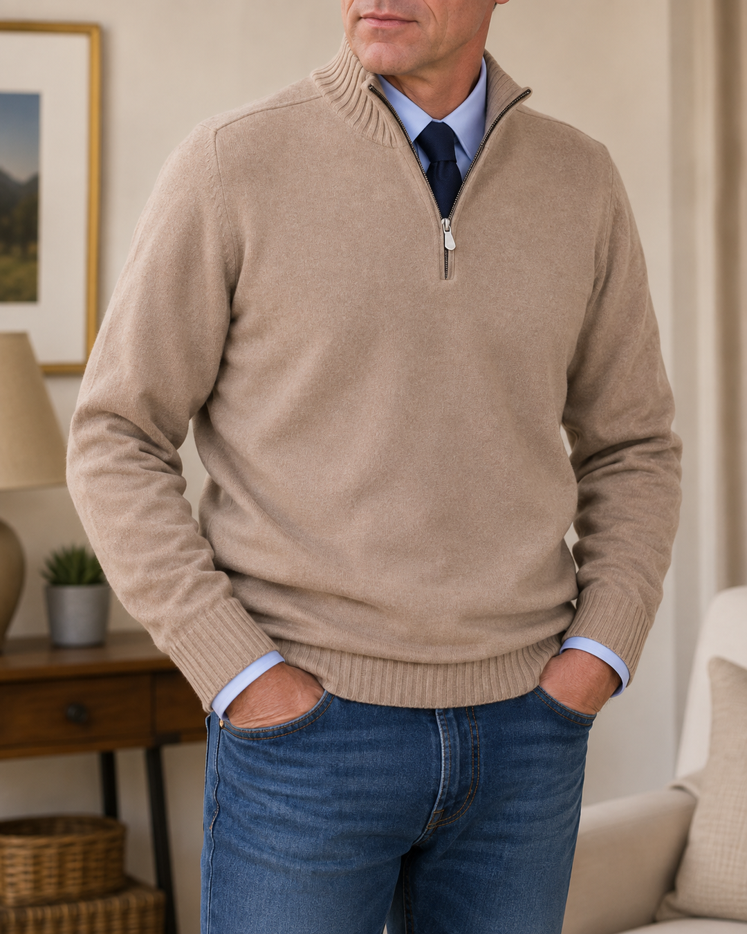 Tolvard | Herren Strickpullover mit Halbreißverschluss - Navy - Image 5