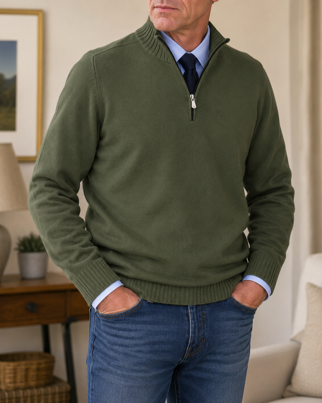 Tolvard | Herren Strickpullover mit Halbreißverschluss - Navy - Image 6