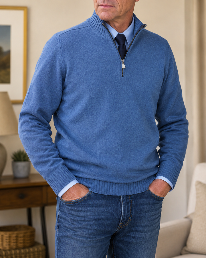 Tolvard | Herren Strickpullover mit Halbreißverschluss - Navy - Image 7