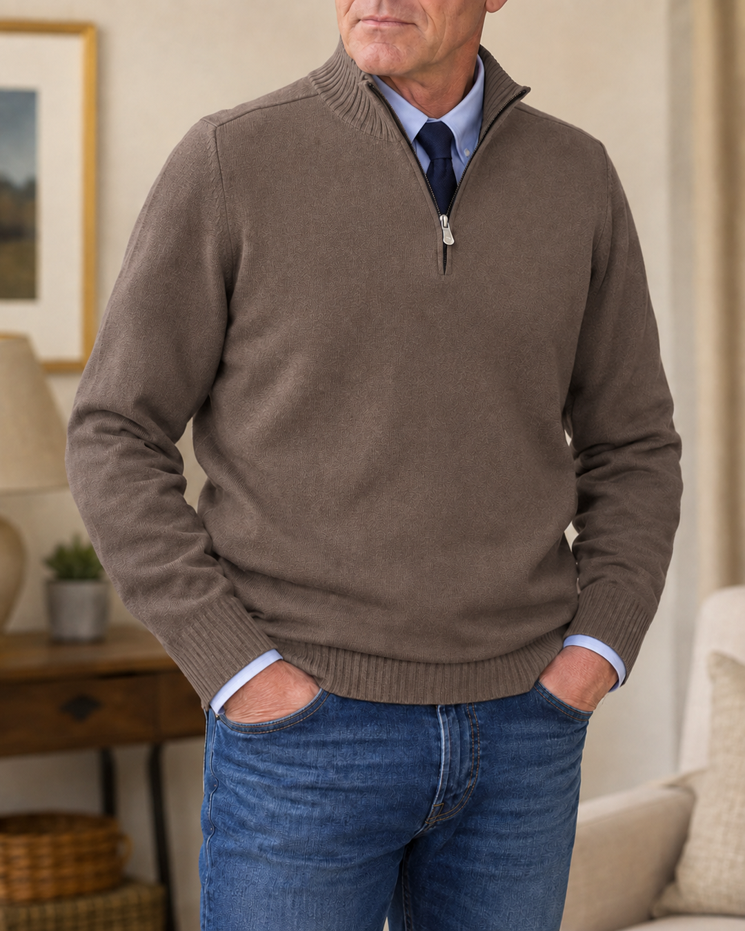 Tolvard | Herren Strickpullover mit Halbreißverschluss - Navy - Image 8