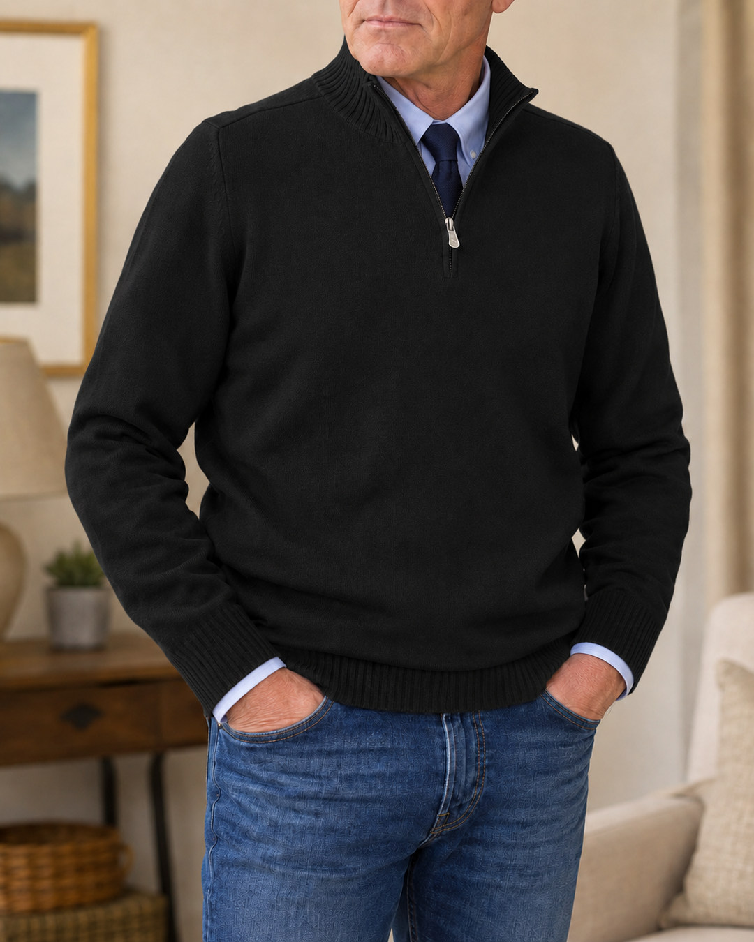 Tolvard | Herren Strickpullover mit Halbreißverschluss - Navy - Image 9
