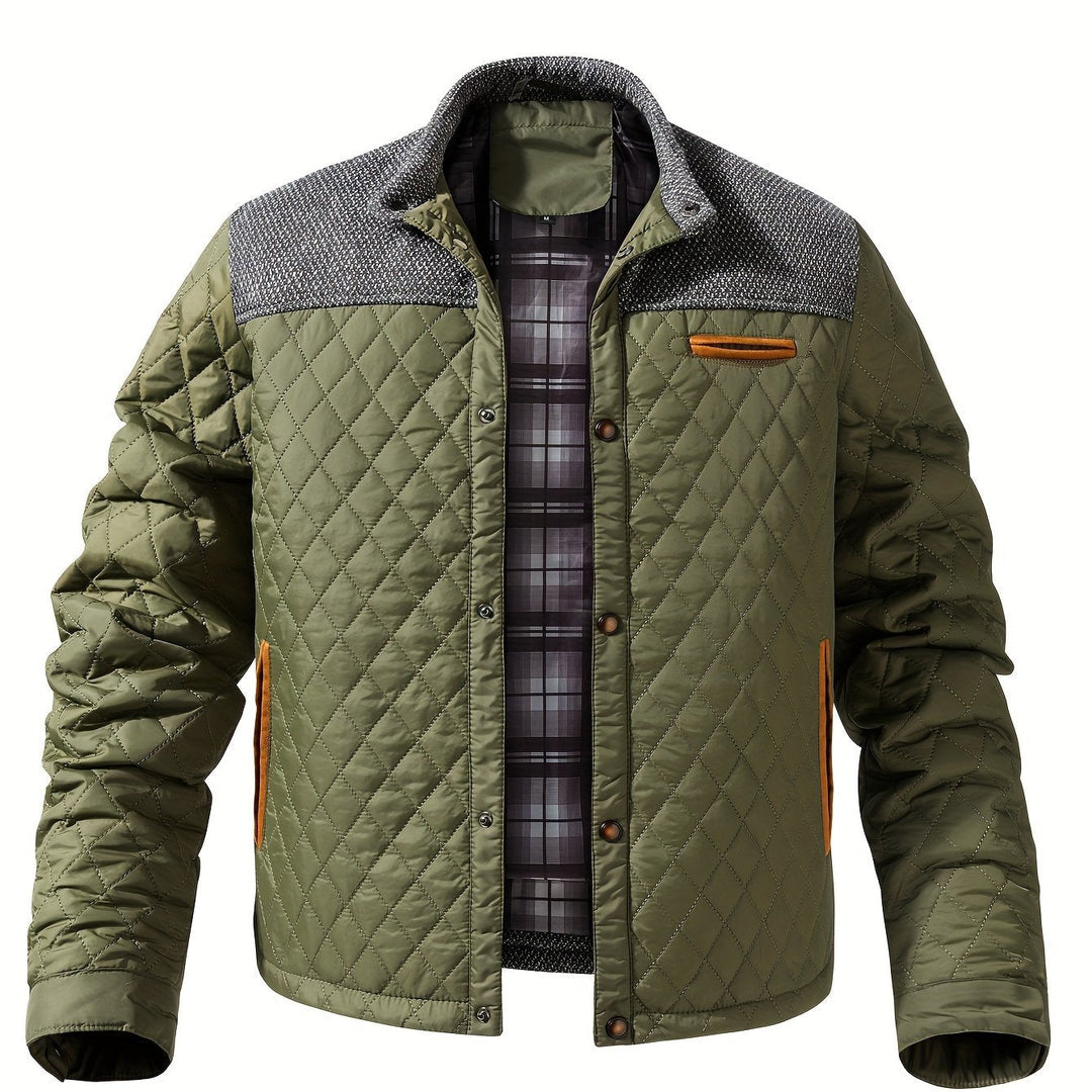 Torben | Herren Winterjacke Gesteppt Stehkragen - Olive Green - Image 1