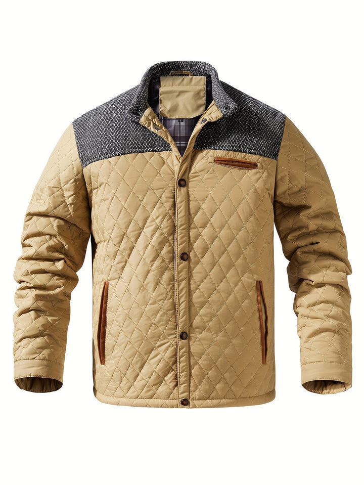 Torben | Herren Winterjacke Gesteppt Stehkragen - Olive Green - Image 15