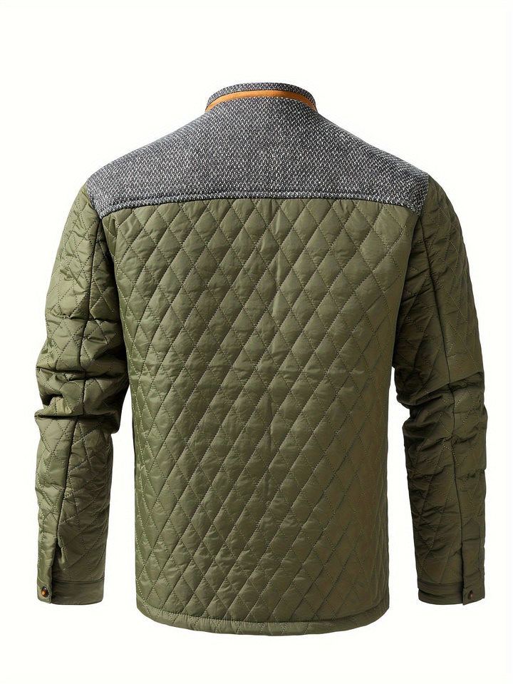 Torben | Herren Winterjacke Gesteppt Stehkragen - Olive Green - Image 2