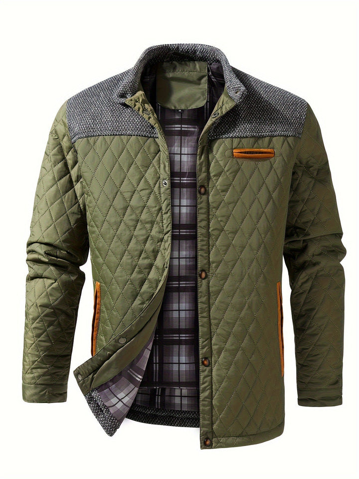 Torben | Herren Winterjacke Gesteppt Stehkragen - Olive Green - Image 3