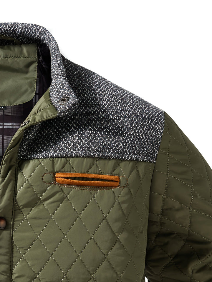 Torben | Herren Winterjacke Gesteppt Stehkragen - Olive Green - Image 4