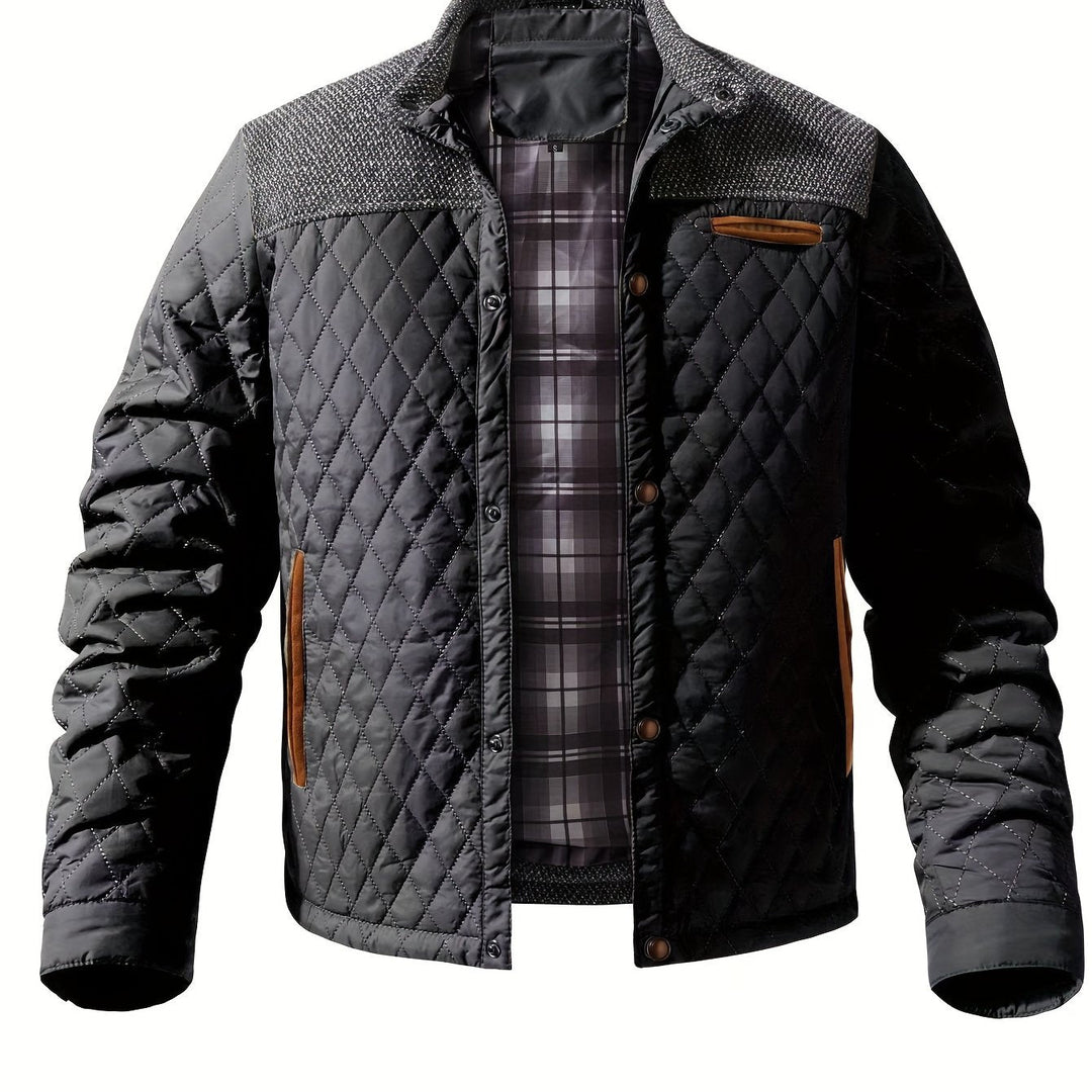Torben | Herren Winterjacke Gesteppt Stehkragen - Olive Green - Image 6