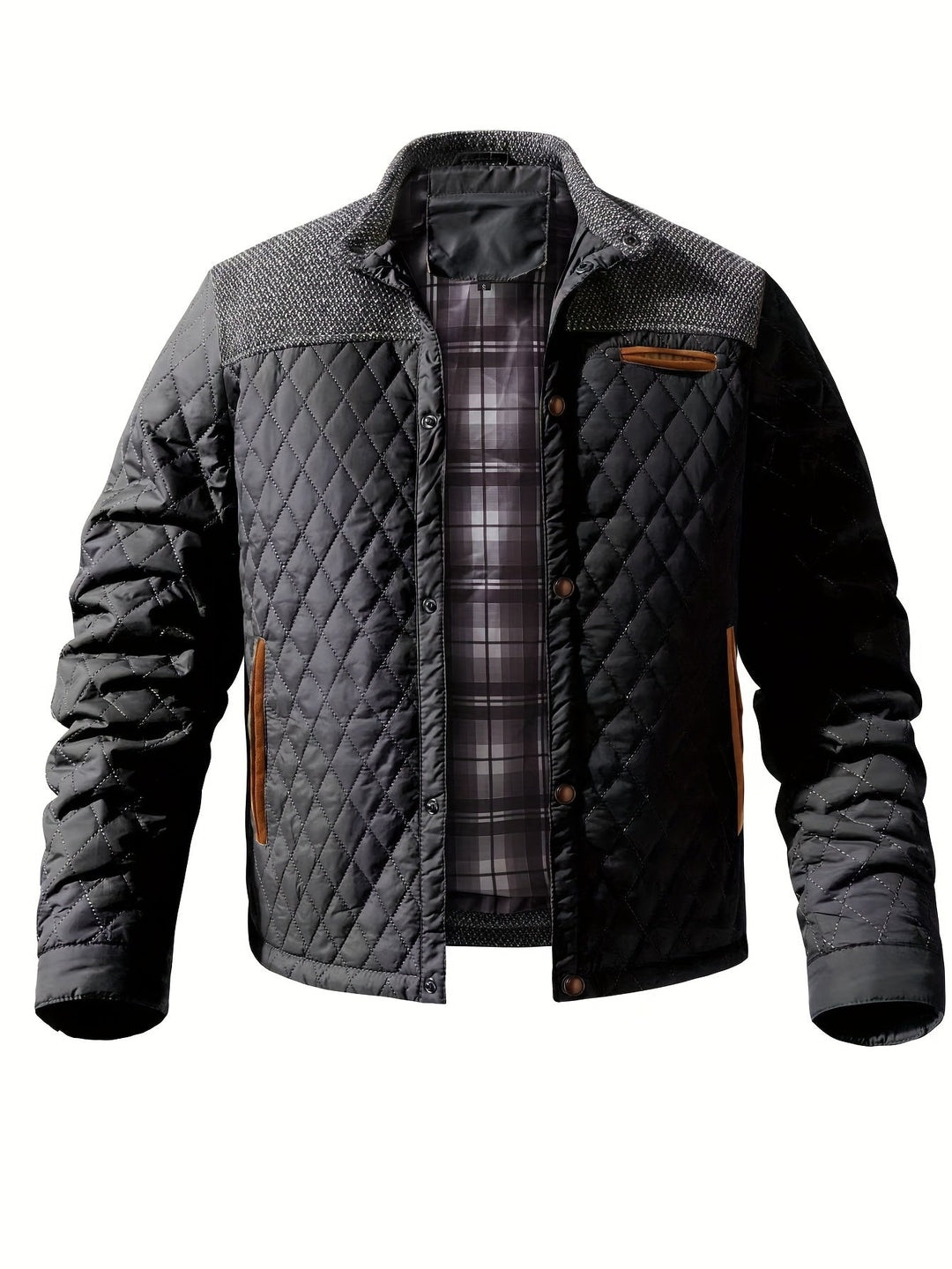 Torben | Herren Winterjacke Gesteppt Stehkragen - Olive Green - Image 7