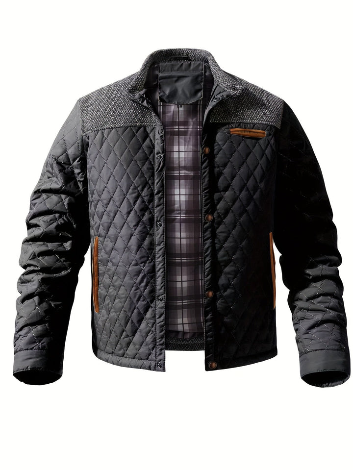 Torben | Herren Winterjacke Gesteppt Stehkragen - Olive Green - Image 7
