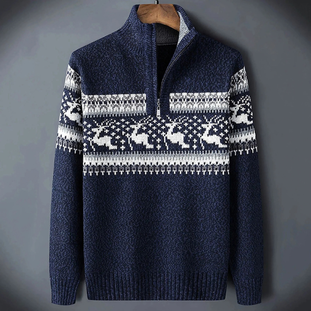 Torveld | Herren Weihnachts-Strickpullover mit Reißverschluss - Image 1