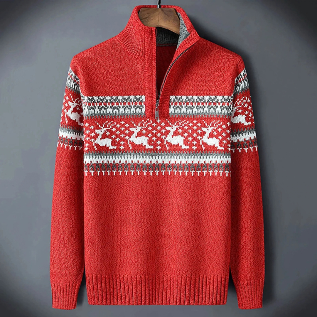 Torveld | Herren Weihnachts-Strickpullover mit Reißverschluss - Image 2