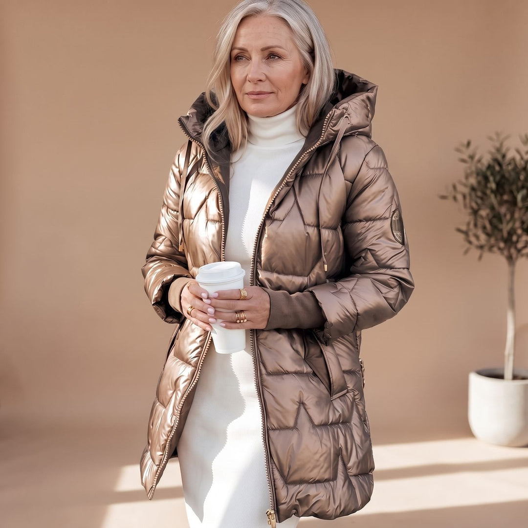 Torwinde | Damen Winterjacke Gesteppte Midi Pufferjacke - Image 2