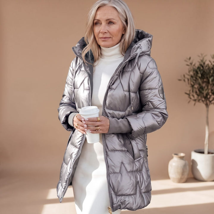 Torwinde | Damen Winterjacke Gesteppte Midi Pufferjacke - Image 6