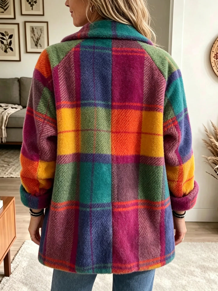 Valdra | Damen Wintermantel Karo Oversize - Image 4