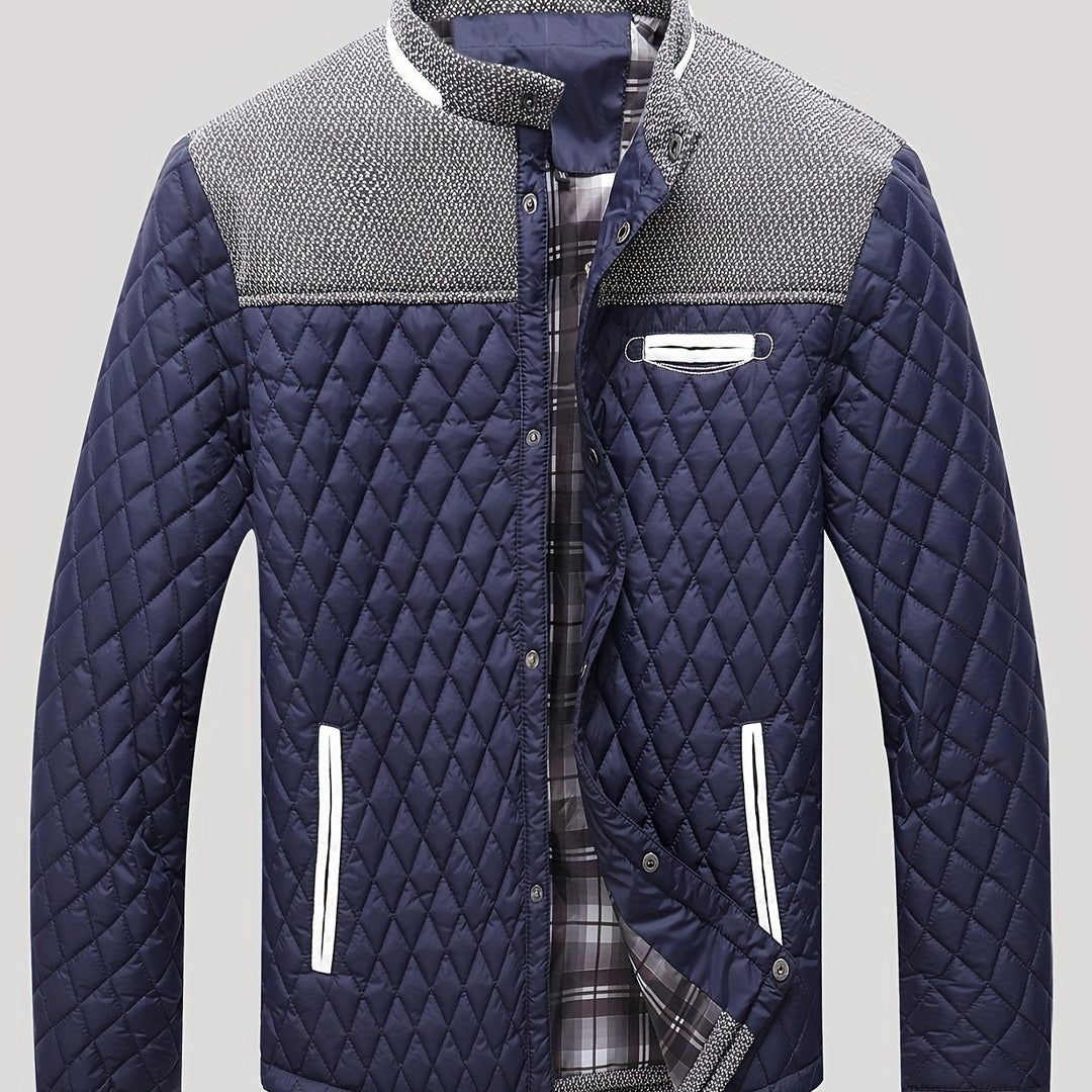 Valdric | Herren Winterjacke Steppjacke Stehkragen - Navy - Image 1