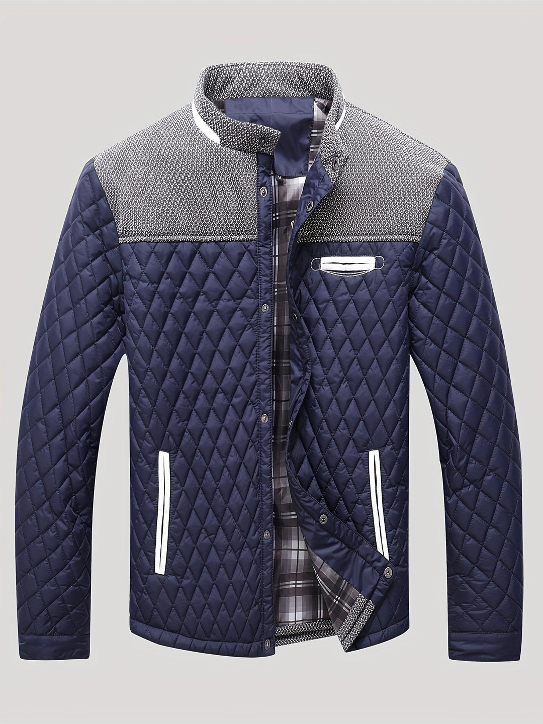 Valdric | Herren Winterjacke Steppjacke Stehkragen - Navy - Image 2